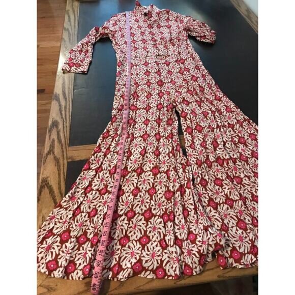 by Anthropologie Women's Loveland M Pink/Rose Print Wide Leg Jumpsuit - Size 14 - Picture 5 of 12